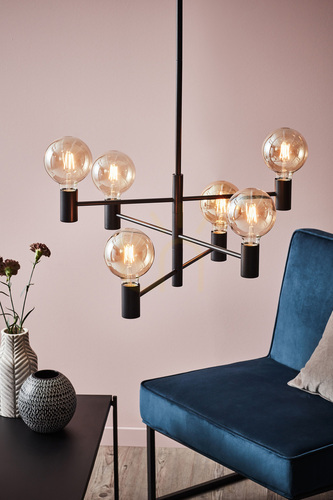 Check Pendant Light Markslojd Capital 6-Light Black Metal 107281