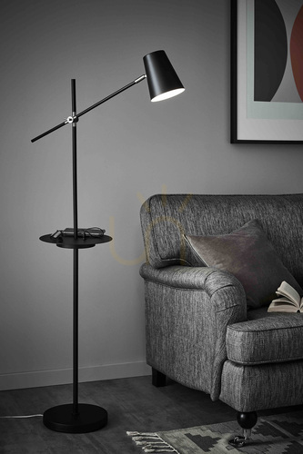Check Floor Lamp Markslojd Linear USB Black Metal 107307