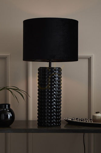 Check Table Lamp Markslojd Proud Black Glass Textile 65 cm 107483