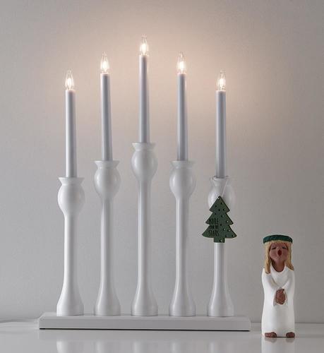 Check Candle Holder Markslojd LÖVÅSA White Wood 5-Light 51 cm 703800