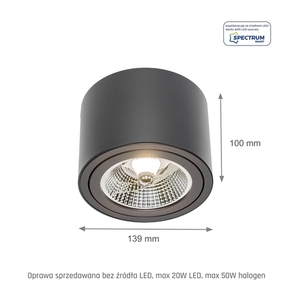 Chloe Ar111 Ip20 ROUND Black, moveable small 1