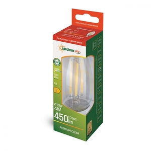 SpectrumLED WOJ+13874 clear LED candle bulb, E14 4 W 2700 K small 3