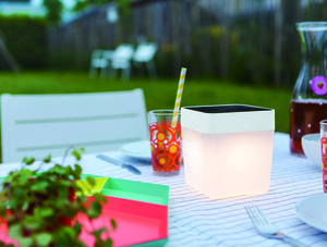 Outdoor Solar Table Lamp Lutec Table Cube White 13.3 cm small 1