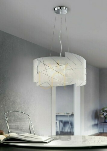 Check Trio SANDRINA 301200300 white glass pendant light 50 cm 3 × E27