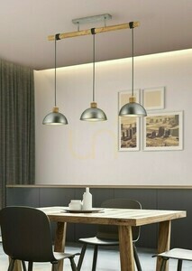 Trio DELHI pendant light 303400367, antique nickel and wood, 3×E27, 107.5 cm small 1