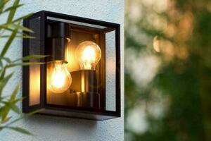 Lucide Dukan Outdoor Ceiling Light Black 2xE27 IP65 15802/02/30 small 2