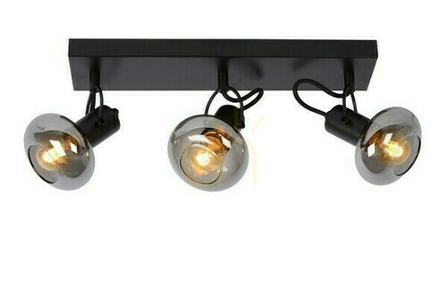 Check Lucide MADEE 3-Light Black Metal Glass Ceiling Spotlight 17993/03/30
