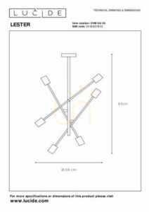 Lucide LESTER Plafond 6-Licht zwart metaal 59 cm 21119/06/30 small 6
