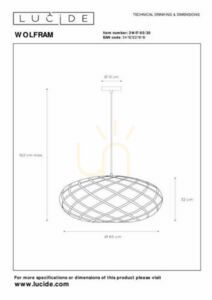 Lucide Wolfram Black Metal Pendant Light 65cm E27 21417/65/30 small 8