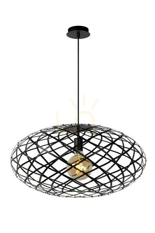 Lucide Wolfram Black Metal Pendant Light 65cm E27 21417/65/30