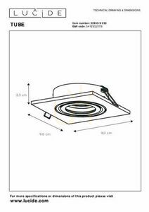 Lucide TUBE Black Square Recessed Spotlight, 9 cm, GU10 22955/01/30 small 6
