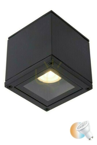Check Lucide AVEN black GU10 LED bathroom downlight IP65 22963/01/30