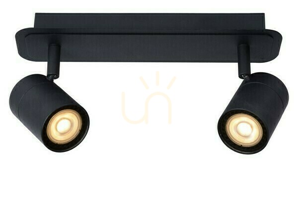 Lucide LENNERT Black LED Bathroom Ceiling Light 2x GU10 IP44 26958/10/30