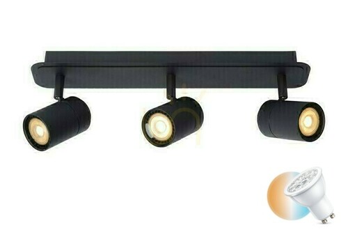 Check Lucide LENNERT Black Bathroom Ceiling Light 3x GU10 IP44 26958/15/30