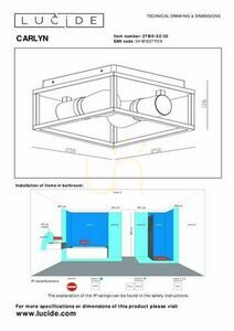 Lucide CARLYN Black Bathroom Ceiling Light 2xE14 IP54 25cm 27100/02/30 small 8