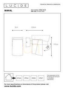 Lucide MANAL Outdoor Wall Lamp Anthracite LED 13W IP65 27896/12/29 small 6