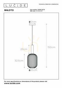 Lucide MALOTO pendant light amber glass E27 Ø20 cm 45386/20/62 small 10
