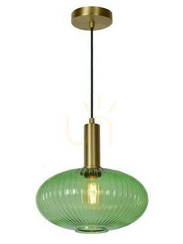 Check Lucide MALOTO Green Glass Pendant Light 30 cm E27 45386/30/33