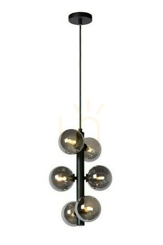 Check Lucide Tycho Black 6-Light G9 Glass Pendant Lamp 45474/06/30