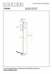 Lucide Tycho Black Steel Glass Floor Lamp 4-Light 45774/04/30 small 8
