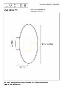 Lucide EKLYPS LED Wall Lamp Black 25 cm Aluminum 46201/08/30 small 4