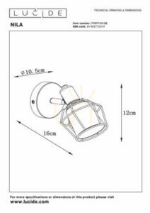 Lucide Nila Black Metal Vintage Wall Light 77977/01/30 small 4
