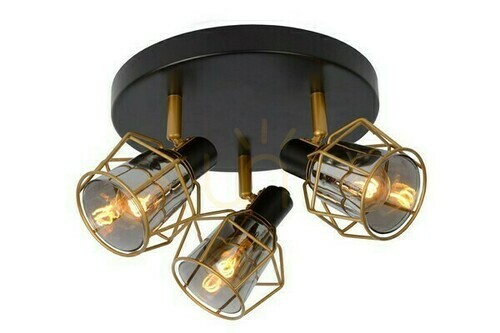 Check Lucide NILA Black Metal Vintage Ceiling Spotlight 3xE14 77977/13/30