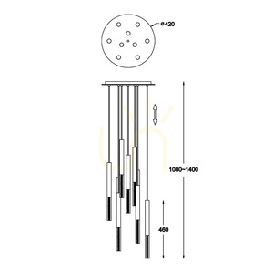 Zuma Line ONE P0461-09L-B5F7 LED pendant light, 9 lights, French gold small 1