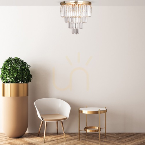 Check Zuma Line AMEDEO FC17106/4+1-GLD gold crystal ceiling light 40 cm, 5×E14