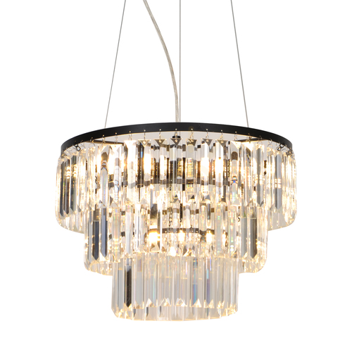 Check Zuma Line TIFANNY P17127-4 crystal pendant light, black, 4×E14, Ø40 cm