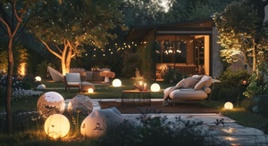 LUNA BALL Decorative Garden Ball Set 30/40/50 cm – LED E27, Installation Kit, UV small 6