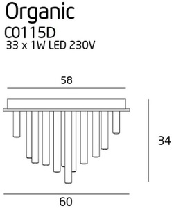 Plafon Max Light Organic C0115D chrom 33W LED 3000K 60 cm dimmable small 1