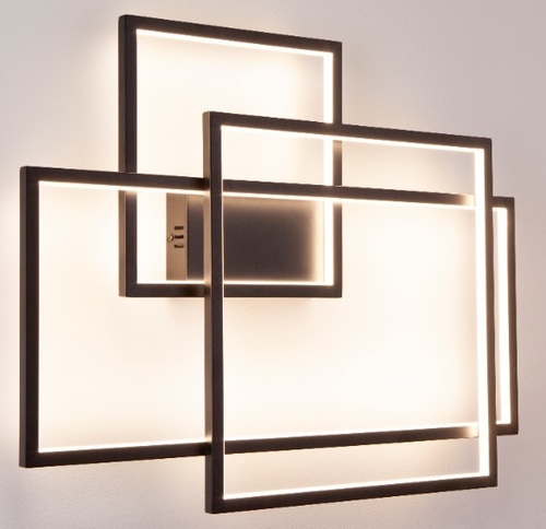 Check GEOMETRIC W0233D wall light, black, LED 45 W 2700 lm 3000 K, dimmable, 70 x 54 cm