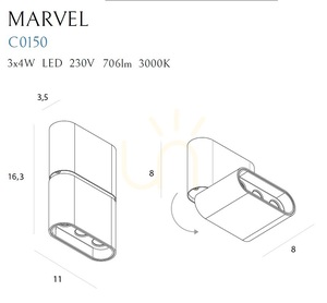 Max Light Marvel C0150 LED ceiling spotlight black/gold 12 W 3000 K small 5