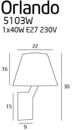 Check Wall Light Max Light Orlando White Metal Fabric 30 cm 5103W/WHNM