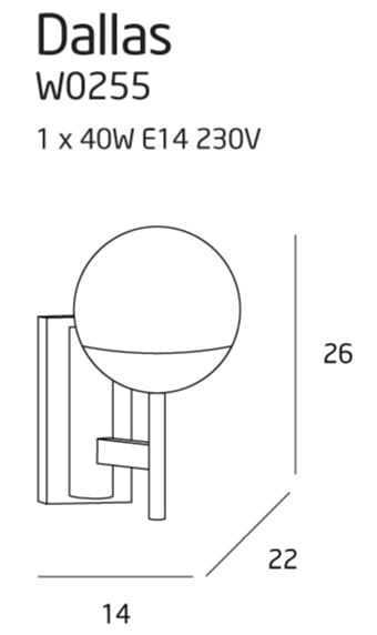 Preview Wall Light Max Light Dallas W0255 Black Metal Glass E14 Wall Light Max Light Dallas W0255 Black Metal Glass E14