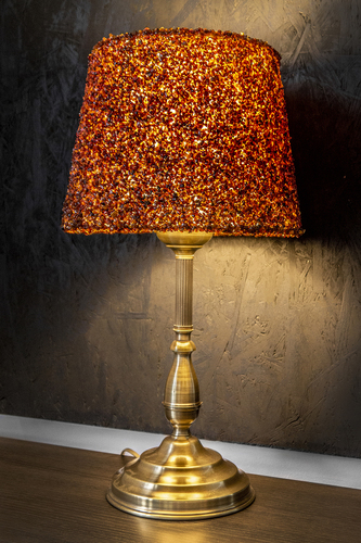 Check Table lamp made of natural amber, Ambra brass 60W E27 cable with plug