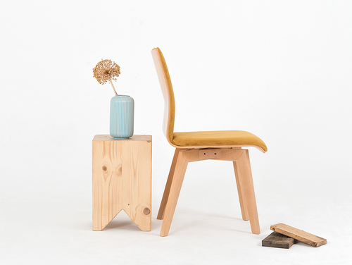 Check CustomForm ROEN upholstered chair – yellow RV41, natural beech