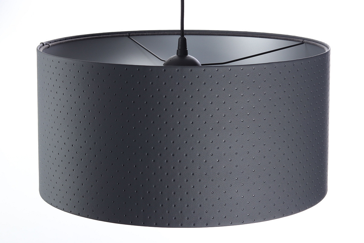 Display Pendant lamp Leather E27 60W cylinder graphite silver Pendant lamp Leather E27 60W cylinder graphite silver