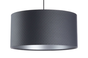 Pendant lamp Leather E27 60W cylinder graphite silver 6 Pendant lamp Leather E27 60W cylinder graphite silver small 6