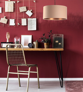 Pendant lamp with shade Leather E27 60W quilted, salmon, copper 5 Pendant lamp with shade Leather E27 60W quilted, salmon, copper small 5