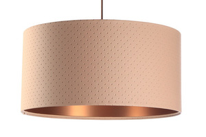 Pendant lamp with shade Leather E27 60W quilted, salmon, copper 6 Pendant lamp with shade Leather E27 60W quilted, salmon, copper small 6