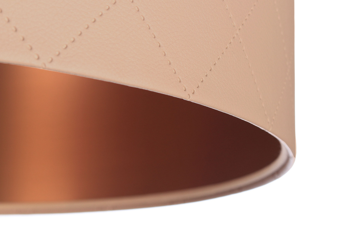 View Pendant lamp for dining room Leather E27 60W quilted, salmon, copper Pendant lamp for dining room Leather E27 60W quilted, salmon, copper