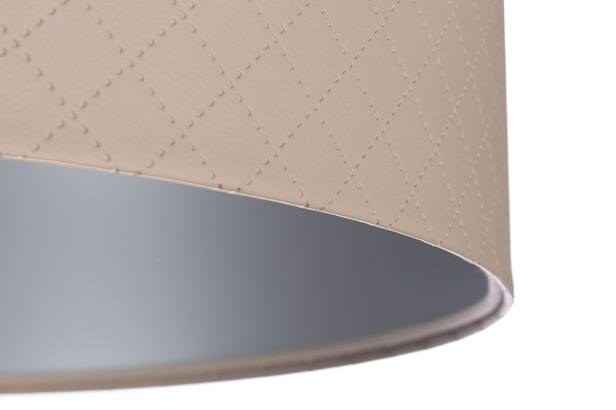 View Beige Leather Lamp E27 60W diamond quilting, silver Beige Leather Lamp E27 60W diamond quilting, silver
