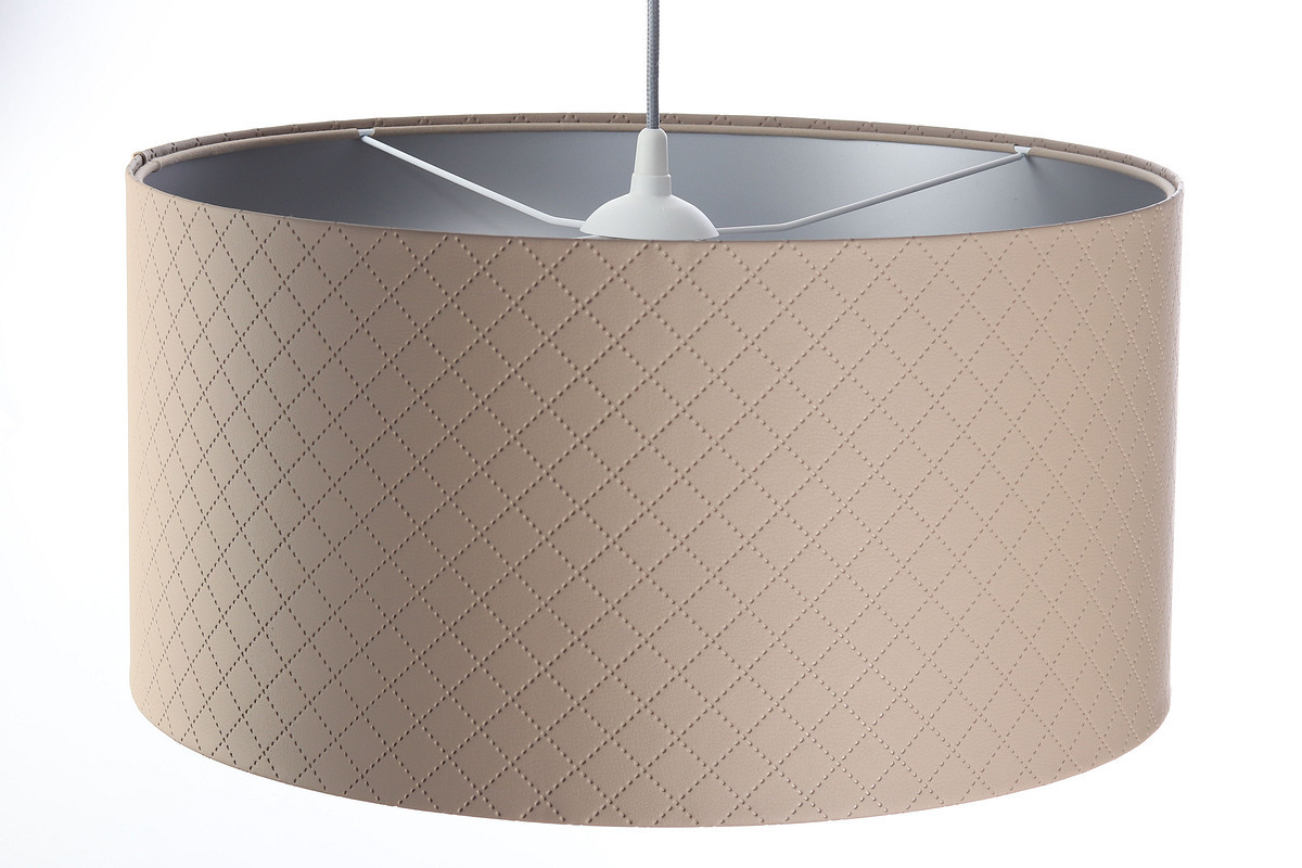 Display Beige Leather Lamp E27 60W diamond quilting, silver Beige Leather Lamp E27 60W diamond quilting, silver