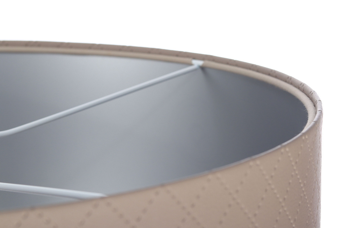 Show Beige Leather Lamp E27 60W diamond quilting, silver Beige Leather Lamp E27 60W diamond quilting, silver