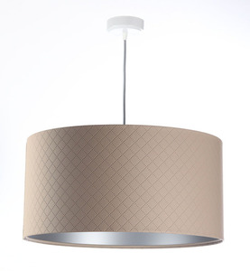 Beige Leather Lamp E27 60W diamond quilting, silver 0 Beige Leather Lamp E27 60W diamond quilting, silver small 0