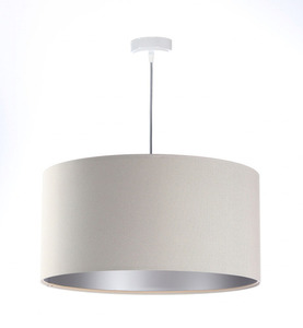 Modern pendant lamp Leather E27 60W upholstered, cream, silver small 0