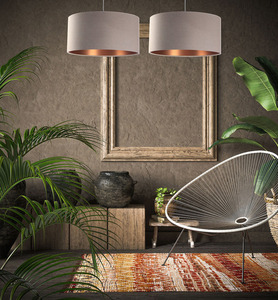 Modern leather pendant lamp E27 60W upholstered, beige, copper small 5