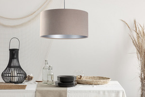 Hanging lamp Leather E27 60W upholstered material, beige, silver 5 Hanging lamp Leather E27 60W upholstered material, beige, silver small 5